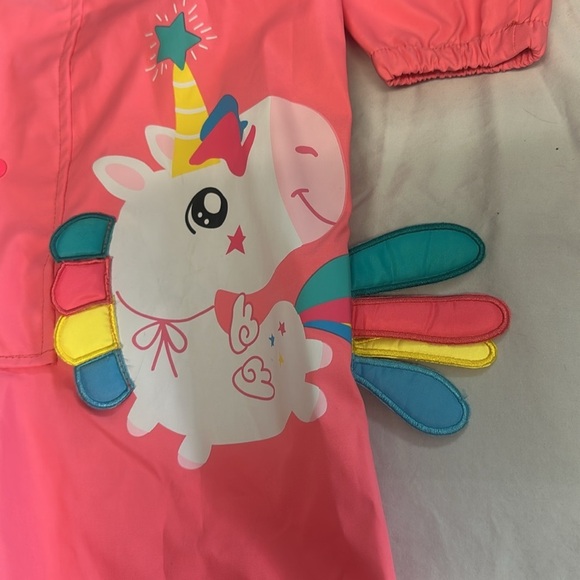 Monki LIKE NEW Kids unicorn Raincoat - Pink - Picture 3 of 9